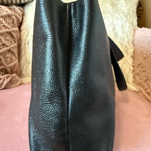 KATE SPADE Black Leather Shoulder Bag w Silver Turlock and Hardware - Picture 7 of 16